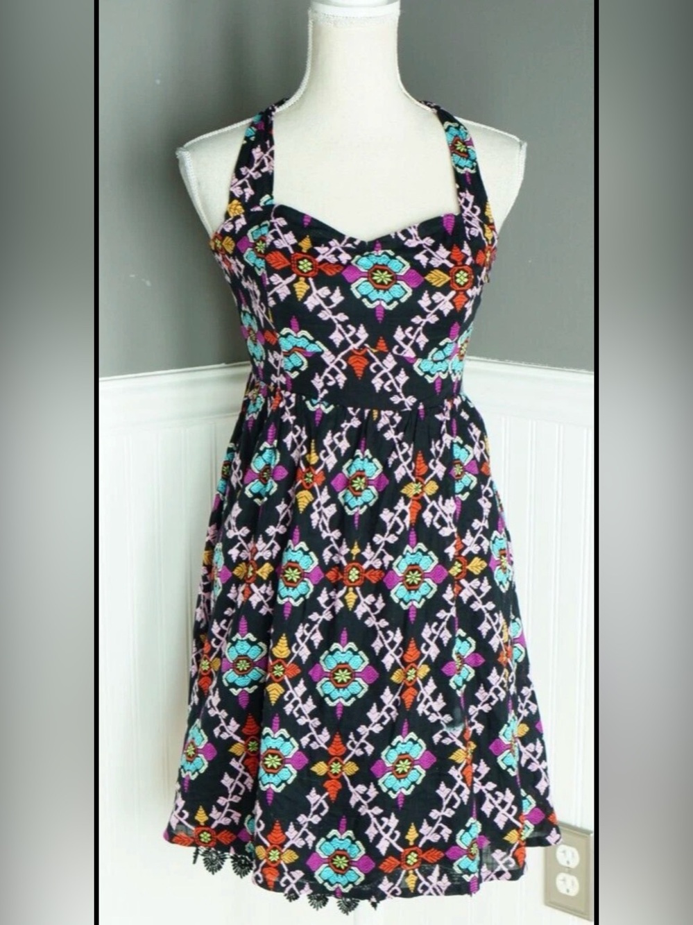 Anthropologie Edme & esyellte Halter Floral Print Sundress